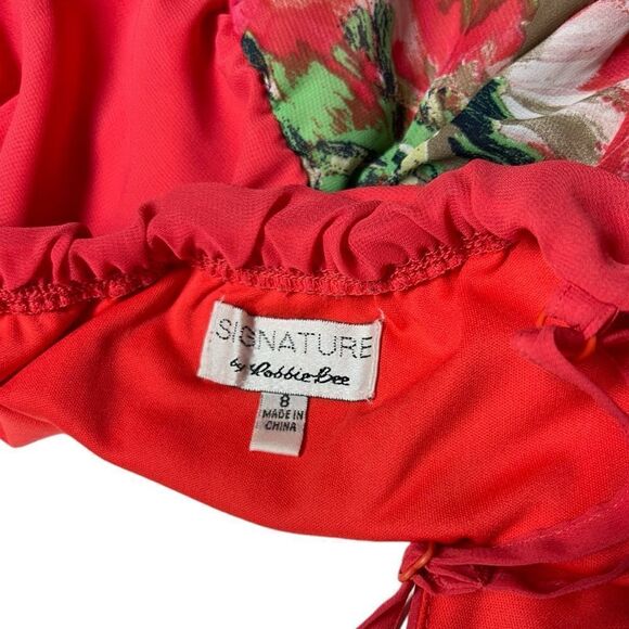 Signature by Robbie Bee Pink and Navy Blue Floral Sleeveless Maxi Dress Flowers - Picture 5 of 6